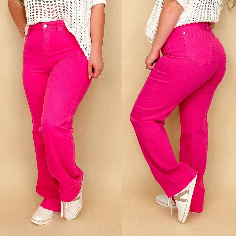 Judy Blue Roxie High Rise 90's Straight Leg Pink Jeans