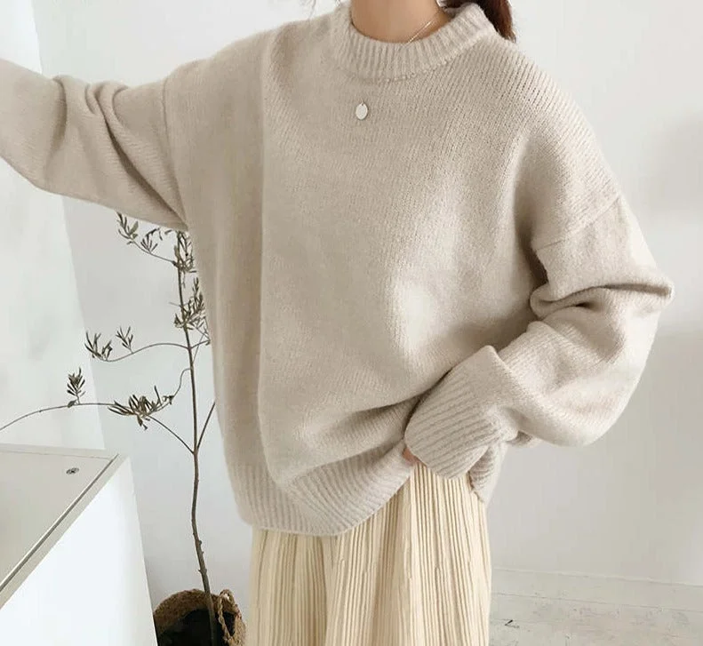 Cashmere Elegant Women Sweater Oversized Knitted Basic Pullovers Relaxed Hoodie Sweatshirt Fit