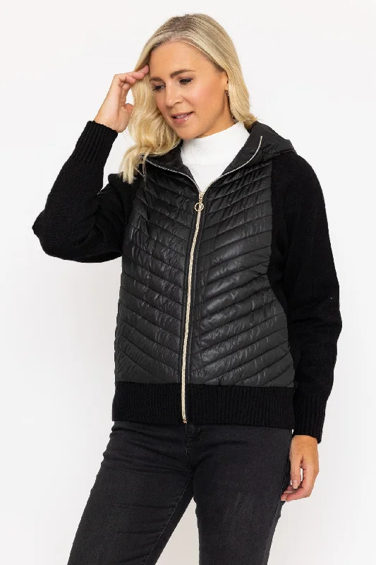 Black Knitted Hybrid Jacket Women's best value jackets