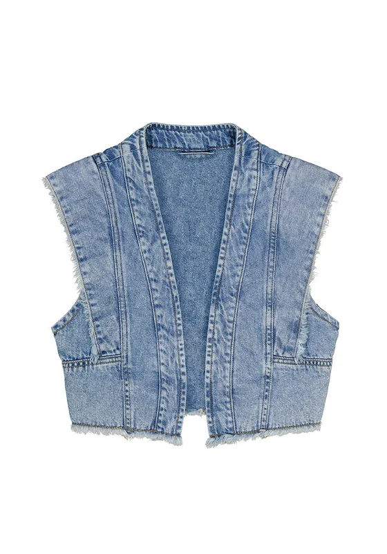 Mayoral Older Girl Denim Vest, Blue Women's fashion jackets sale