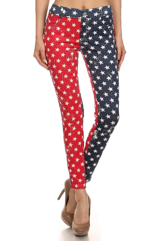 Red White and Blue Star Spangled Jeggings