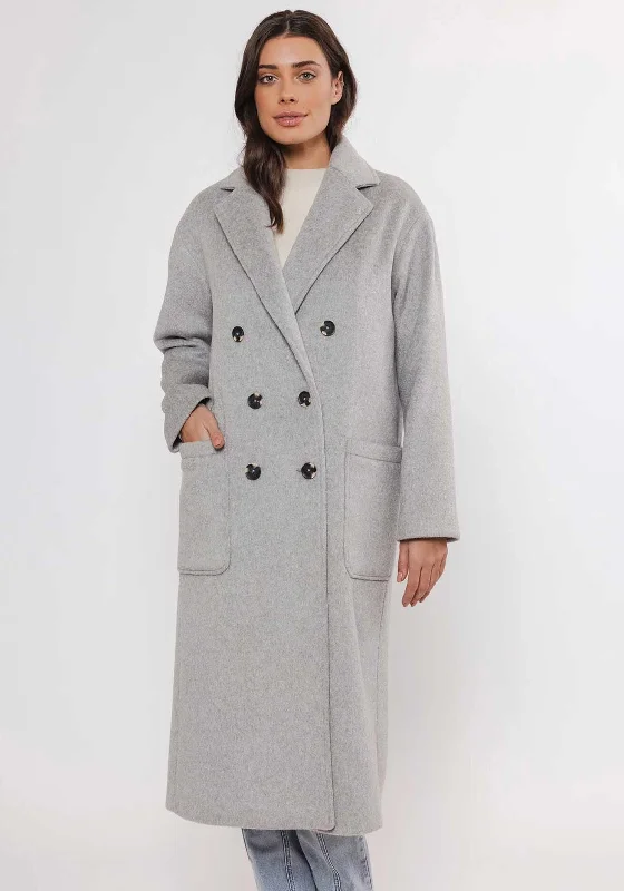 Rino and Pelle Teuni Double Breasted Long Coat, Grey Women's business casual jackets