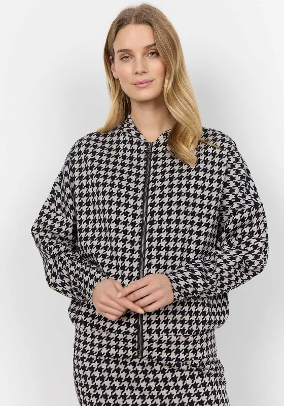 Soyaconcept Idina Houndstooth Bomber Jacket, Black and White Women's lightweight jackets