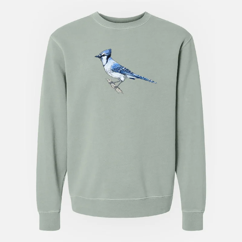 Vibrant Blue Jay - Cyanocitta cristata - Unisex Pigment Dyed Crew Sweatshirt Women’s Zip-up Hoodies