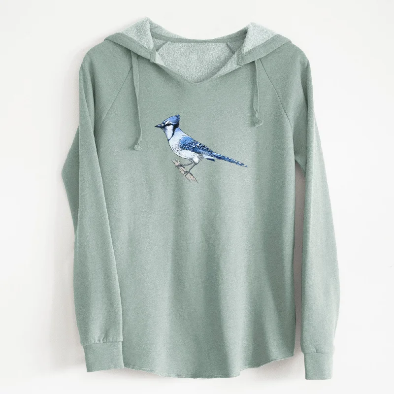 Vibrant Blue Jay - Cyanocitta cristata - Cali Wave Hooded Sweatshirt High-neck Sweatshirt Hoodie