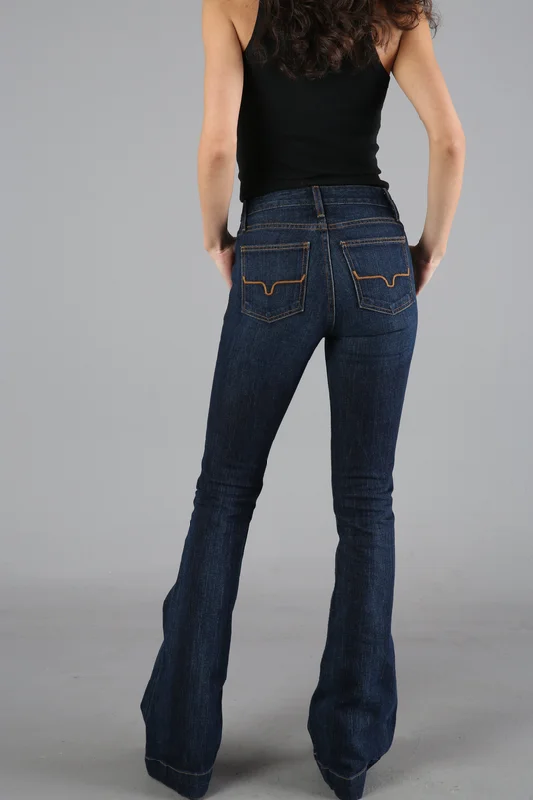 Kimes Ranch Women's Dark Wash Jennifer High Rise Wide Flare Jeans