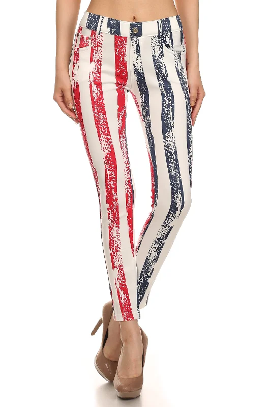 All Stripes American Flag Printed Jeggings