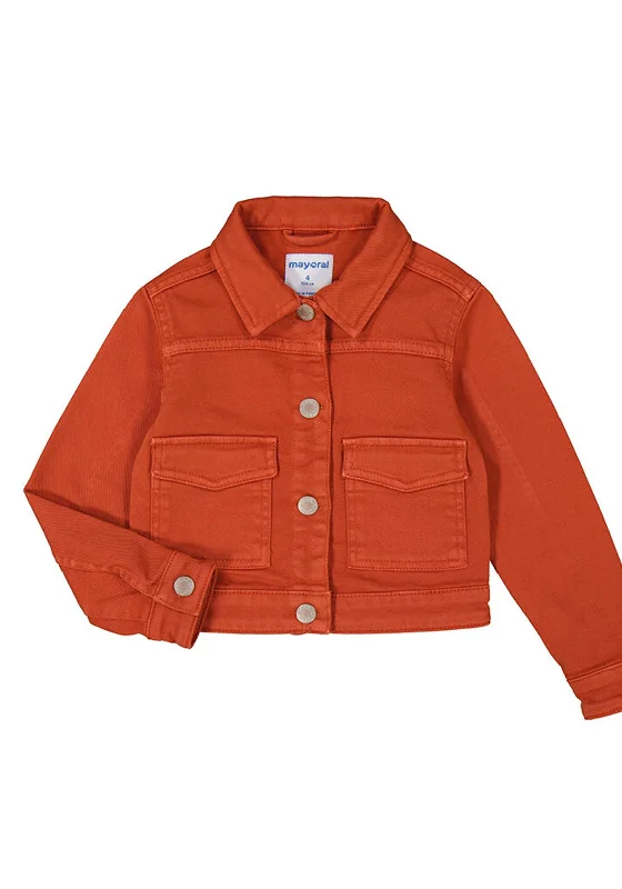 Mayoral Mini Girl Long Sleeve Twill Jacket, Orange Women's must-have jackets