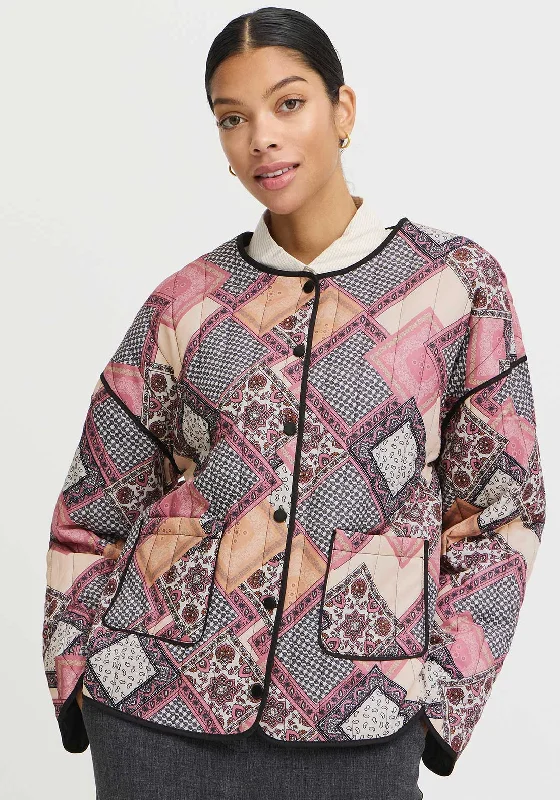 b.young Delight Printed Quilted Jacket, Pink Multi Women's best-selling jackets