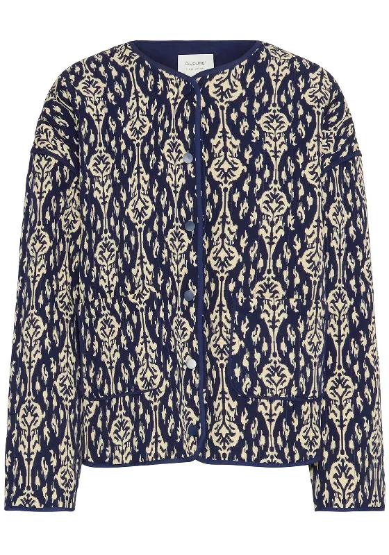 b.young Delight Printed Quilted Jacket, Navy Women's college jackets