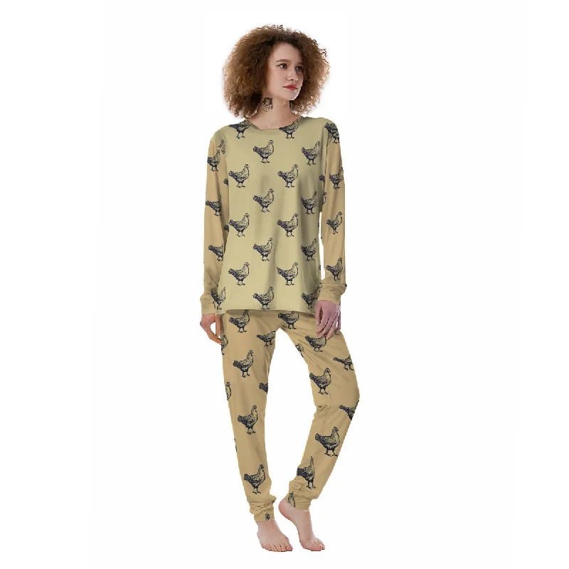 Chicken Hand Drawn Print Pattern Women's Pajamas Sleeveless pajama sets