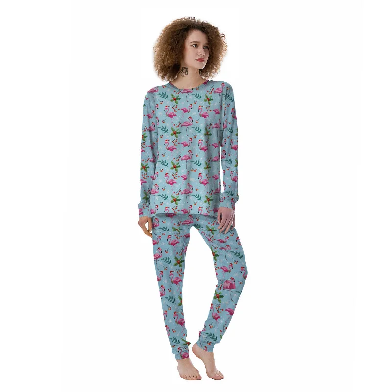 Christmas Flamingo Pink Print Pattern Women's Pajamas Chic pajama sets