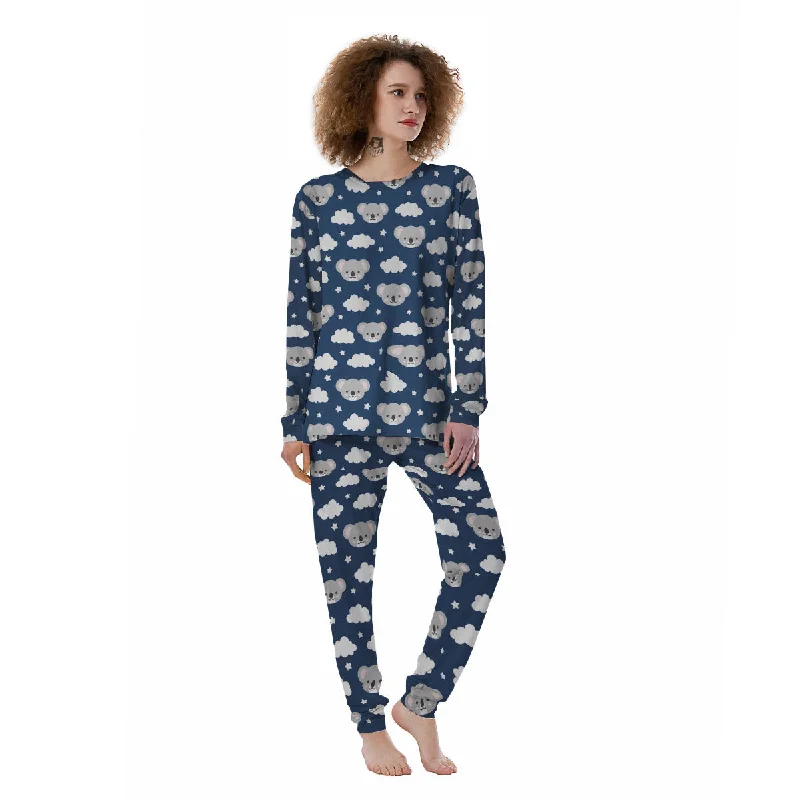 Cloud And Koala Bear Print Pattern Women's Pajamas Baby pajama sets