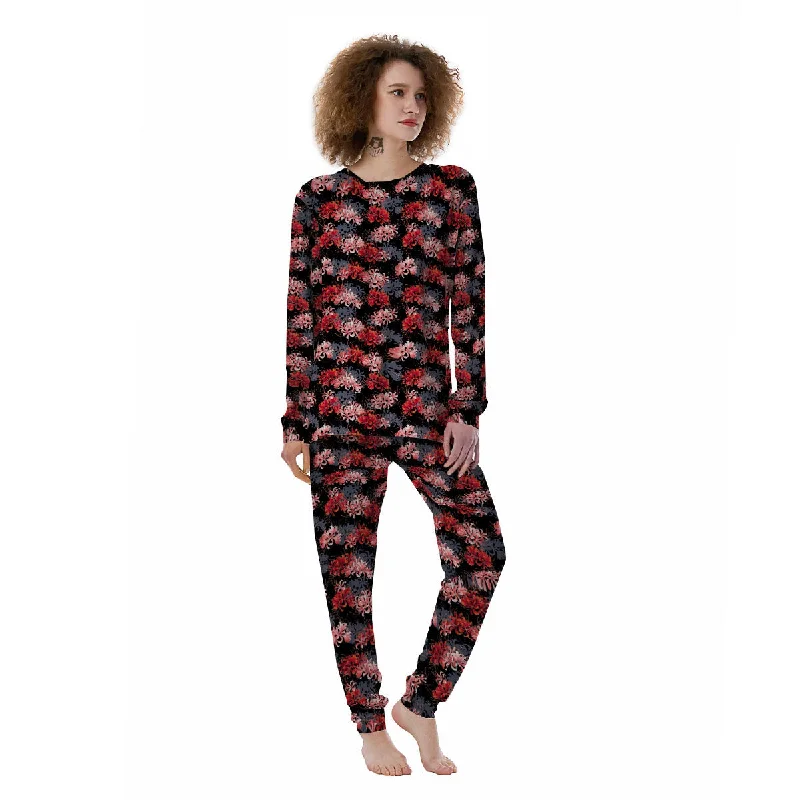 Cluster Amaryllis Japanese Print Pattern Women's Pajamas Best-selling pajama sets 2024