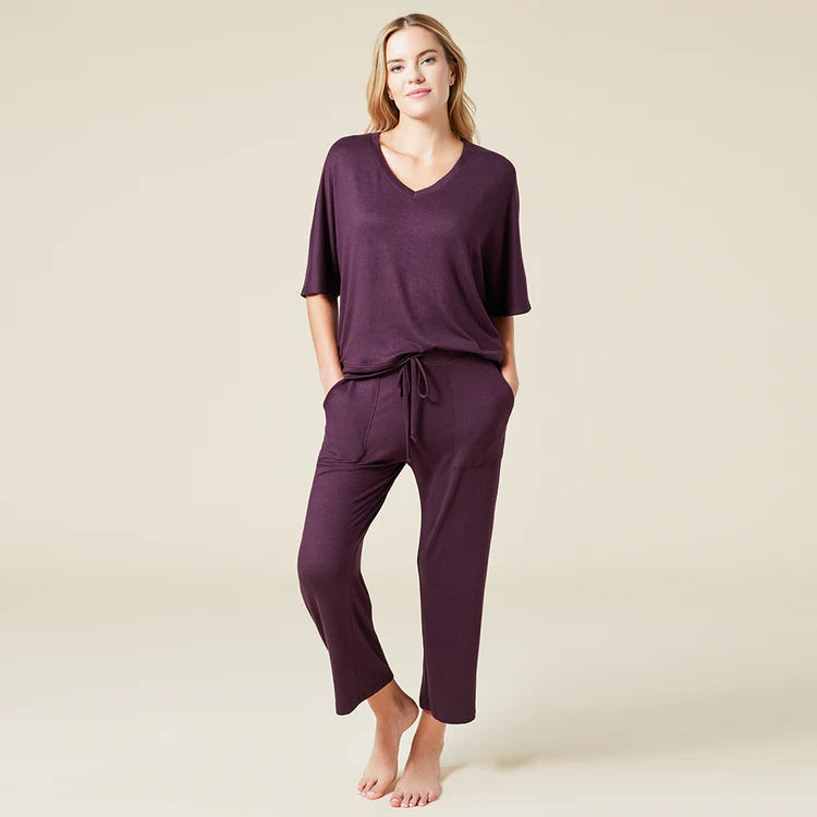 Dream Relaxed V-Neck With Capri Lounge Set - Fig Spring pajama sets