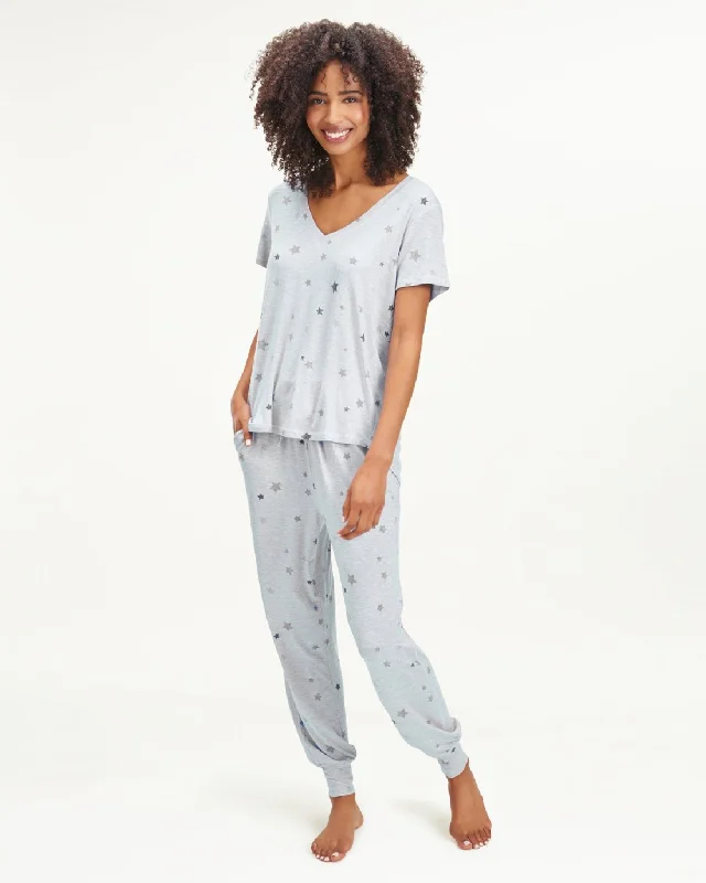 Stay Home V-Neck Jogger Set Minimalist pajama sets