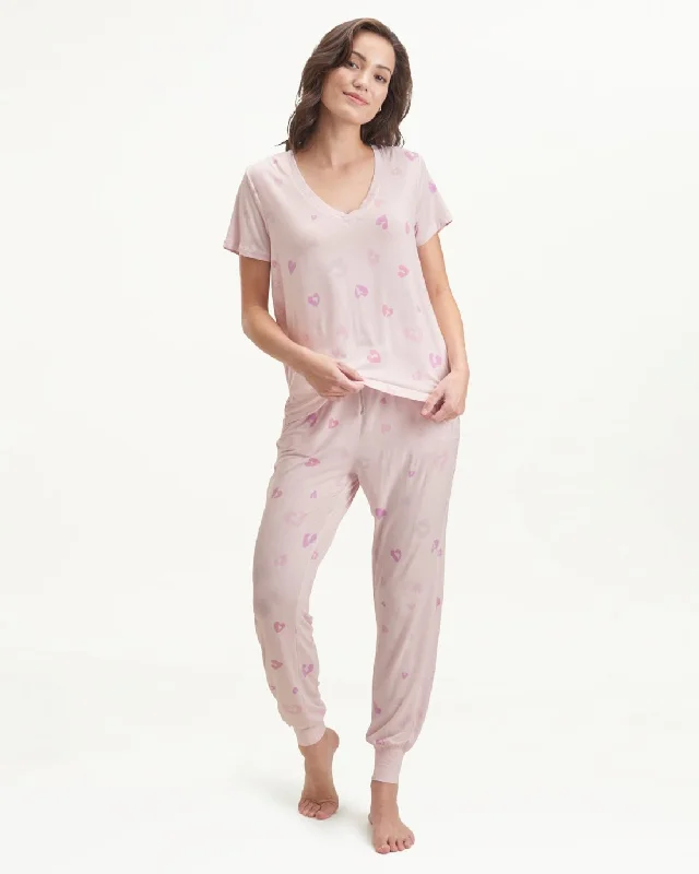 Stay Home V-Neck Jogger Set Satin pajama sets