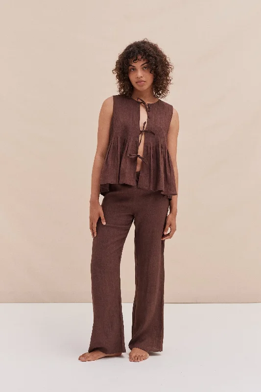 Pleated Cami Lounge Set Espresso Linen Forever 21 pajama sets