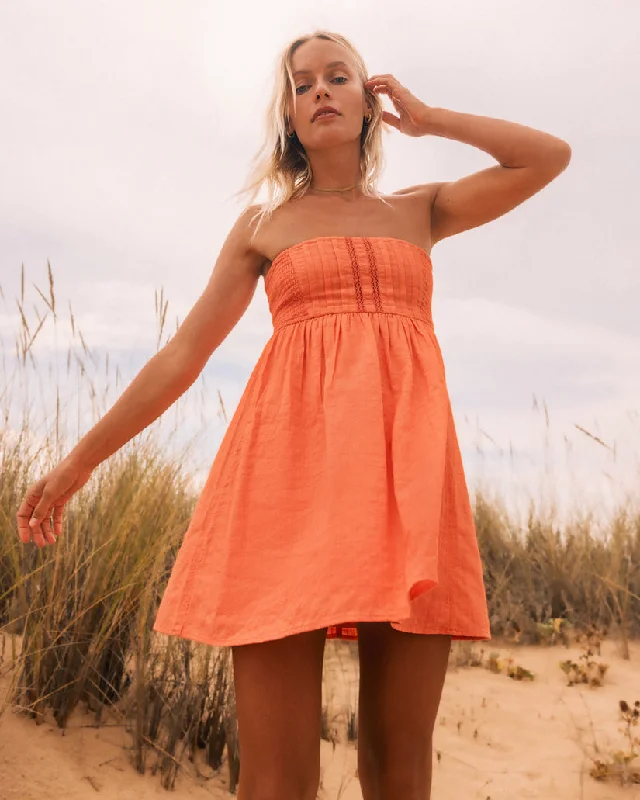 Billabong Summers End Mini Dress - SWEET PAPAYA Off-shoulder mini dresses