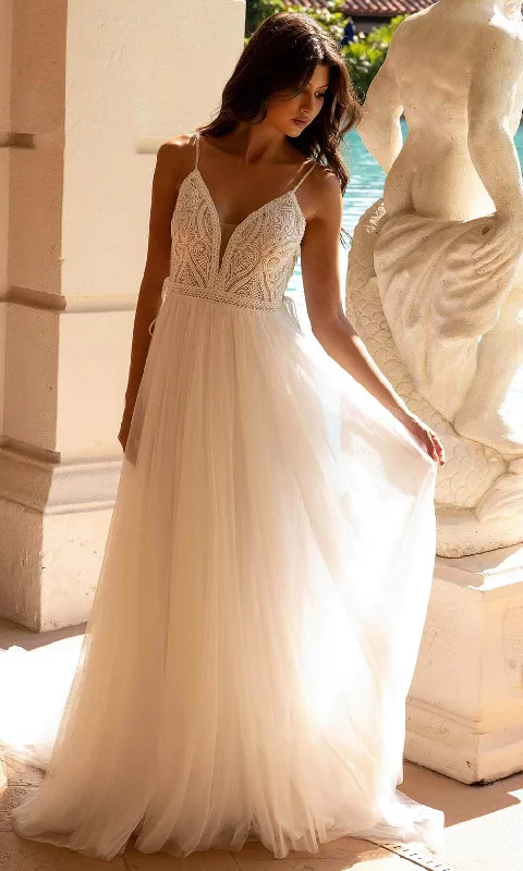 Primavera Bridal 11138 - Sleeveless A-line Bridal Dress Embroidered Wedding Dress