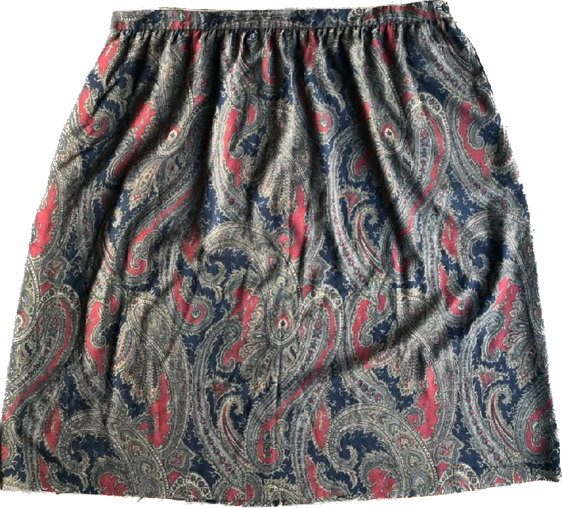 90s Alfred Dunner Navy/Rd/Gold Paisley Skirt    w43 Embroidered unclassified skirts