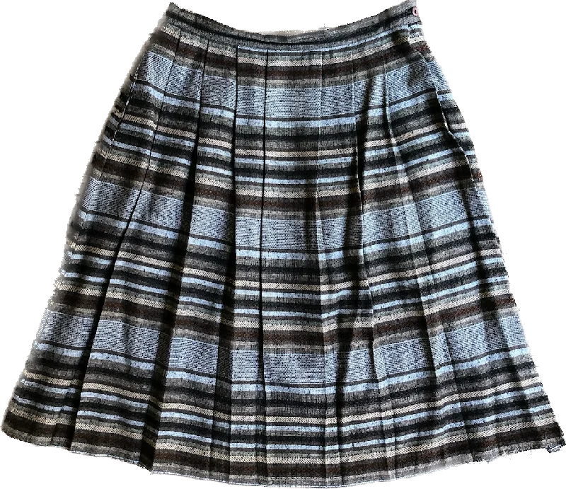 90s ‘Heather Gray’ Twill Browns Stripe Pleat Skirt     W31 Winter unclassified skirts