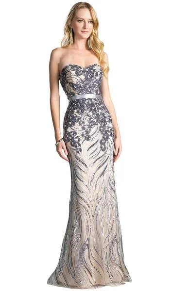 Cinderella Divine - CD0112 Strapless Sweetheart Neckline Sequin Ornate Sheath Evening Gown Vintage party dresses