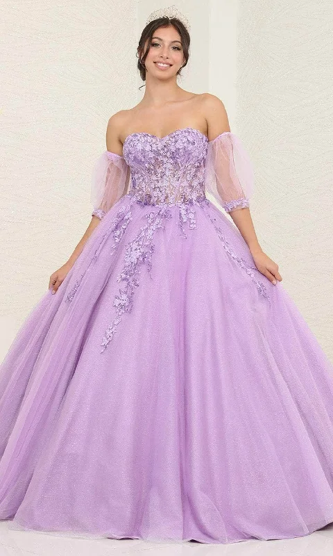 May Queen LK237 - Sheer Applique Ballgown Shein party dresses