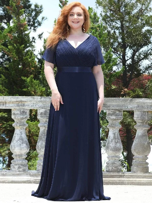 Plus Size Empire Waist Evening Dress with Short Sleeves Fashion-forward party dresses