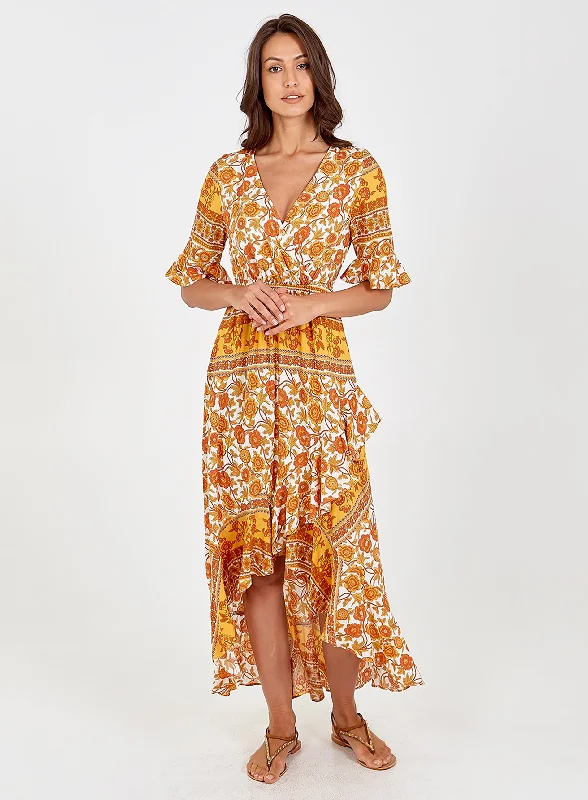 Floral Wrap Front Ruffle High Low Dress ASOS floral dresses