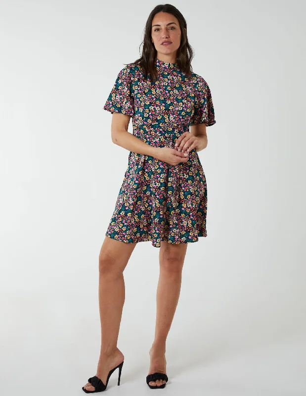 Floral Print Angel Sleeve Dress Urban Outfitters floral dresses