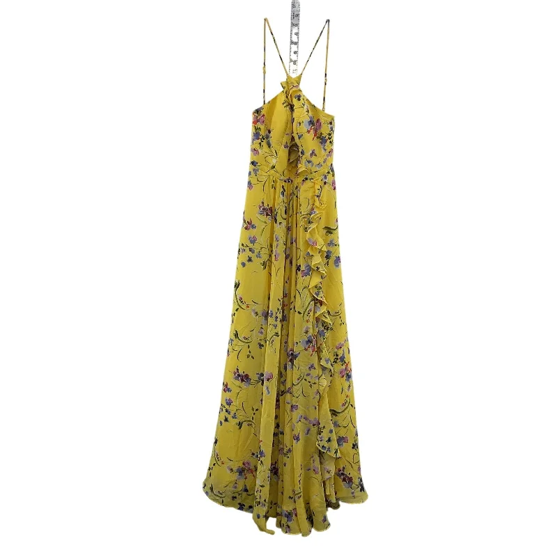 Betsy & Adam Women's Yellow Floral Print Slip Maxi Dress Size 4 Vintage Maxi Skirt