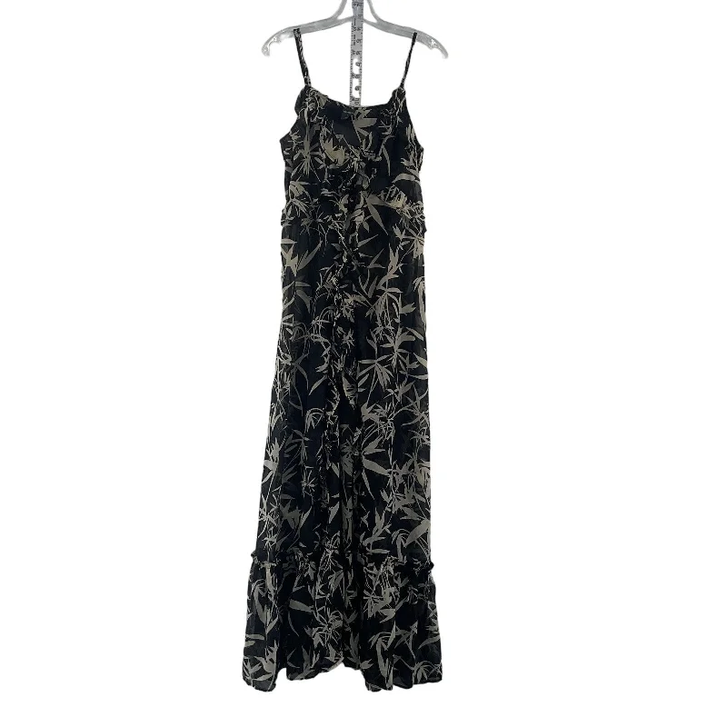 Express Black Tan Floral Print Women's Tank Maxi Sundress L - Polyester Preowned Embellished Maxi Skirt