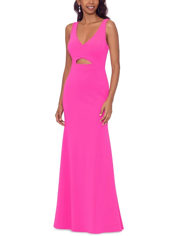 Womens V-Neck Maxi Evening Dress Tulle Layered Maxi