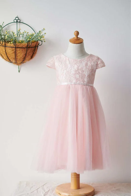 Adorable Pearl Pink Lace Flower Girl Dress Lace Dress Trend