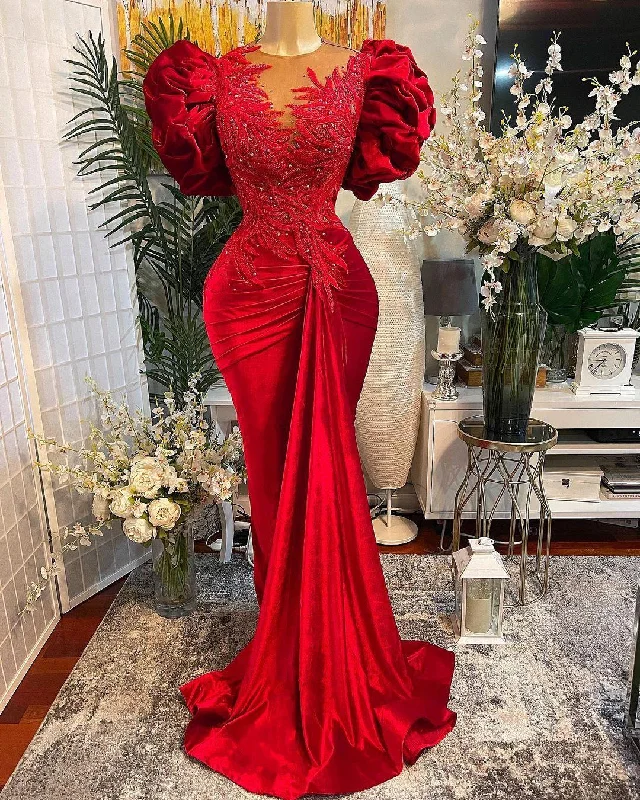 red prom dresses, lace prom dresses, mermaid prom dresses, beaded prom dresses, arabic prom dresses Y394 Soft Lace Dress