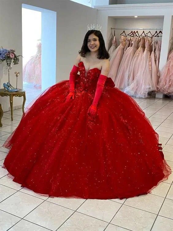 Red Quinceanera Dresses Sweetheart Lace Appliques Sweet 16 Dress Ball Gowns Y179 Bohemian Lace Dress