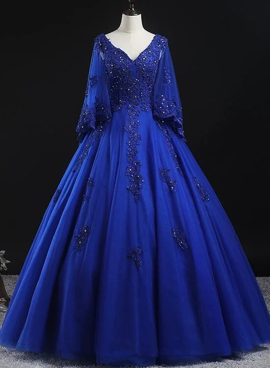 Royal Blue Ball Gown Lace Applique Quinceanera dresses Sweet 16 Dress Y315 Lace Party Gown